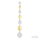 1/2 ctw Two-Toned Puffed Circular Link Round Cut Diamond Fashion Long Earring in 14K Yellow and White Gold